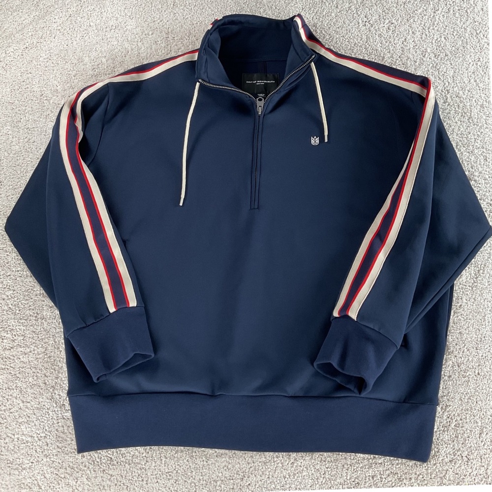 Cult of Individuality Mens Navy Blue Quarter Zip Track Jacket 68B0-KZ49A XL‎